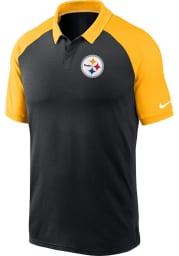 Nike Pittsburgh Steelers Mens Black Raglan Short Sleeve Polo