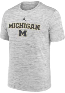 Michigan Wolverines Grey Nike Sideline Velocity Short Sleeve T Shirt