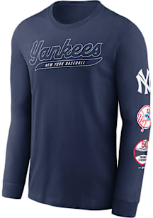 Nike New York Yankees Navy Blue Cooperstown Knockout Long Sleeve T Shirt