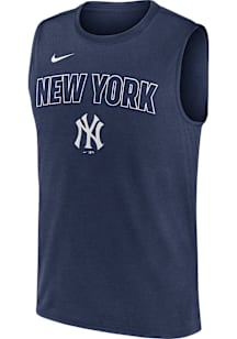 Nike New York Yankees Mens Navy Blue Muscle Short Sleeve Tank Top