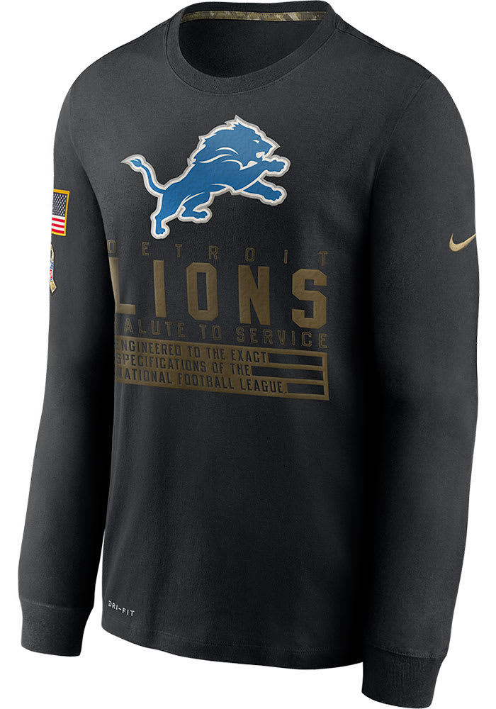 Nike Detroit Lions Black Salute To Service Dry Fit Cotton Long Sleeve T-Shirt