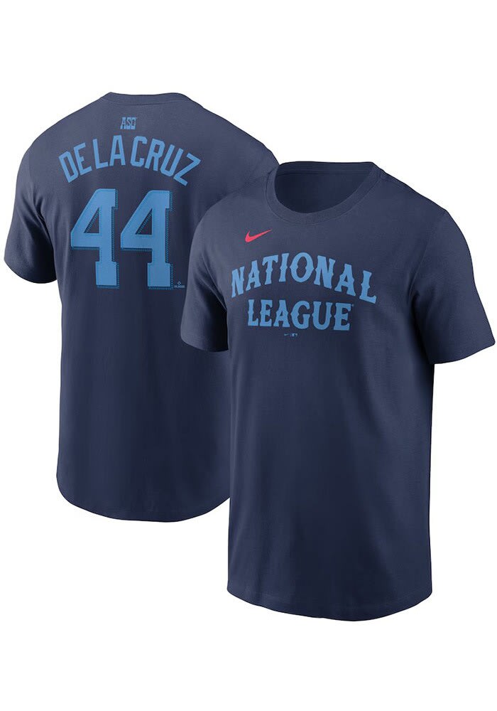 Elly De La Cruz Cincinnati Reds Navy Blue 2024 ASG Short Sleeve Player T Shirt