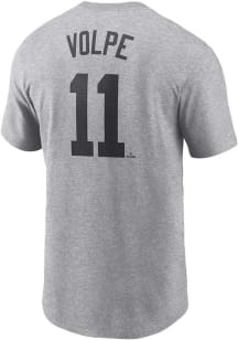 Anthony Volpe New York Yankees Grey Road Short Sleeve Player T Shirt