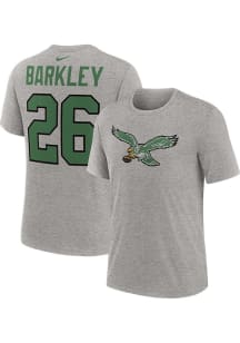 Saquon Barkley Philadelphia Eagles Grey Throwback Alt Short Sleeve Player T Shirt
