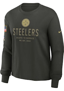 Nike Pittsburgh Steelers Womens Green Salute to Service LS Tee