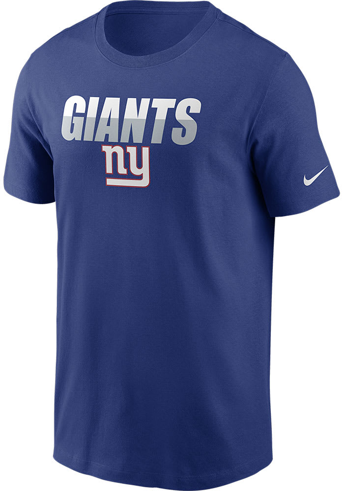 Nike New York Giants Blue Split Team Name Short Sleeve T Shirt