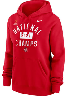 Womens Ohio State Buckeyes Red Nike 2024 Football National Champions Hooded Sweatshirt