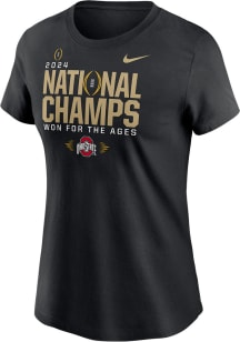 Ohio State Buckeyes Black Nike 2024 Football National Champions Locker Room Short Sleeve T-Shirt