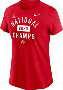 Ohio State Buckeyes Red Nike 2024 Football National Champions Short Sleeve T-Shirt