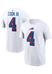 James Cook Buffalo Bills White Player Name and Number Short Sleeve Player T Shirt