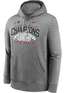 Mens Ohio State Buckeyes Grey Nike 2025 Cotton Bowl Champions Hooded Sweatshirt