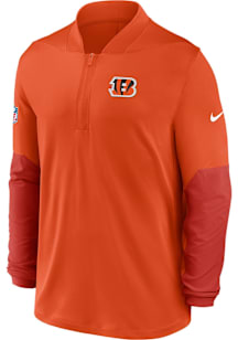 Nike Cincinnati Bengals Mens Orange Sideline Long Sleeve Qtr Zip Pullover