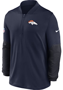 Nike Denver Broncos Mens Navy Blue Sideline Long Sleeve Qtr Zip Pullover