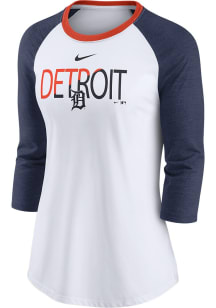 Nike Detroit Tigers Womens White Split LS Tee
