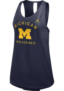 Womens Michigan Wolverines Navy Blue Nike Fashion Open Back Tank Top