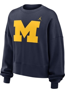 Nike Michigan Wolverines Womens Navy Blue Essential Oversized Crew Sweatshirt