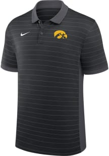 Mens Iowa Hawkeyes Black Nike Victory Stripe Short Sleeve Polo Shirt