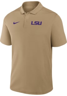 Nike LSU Tigers Mens Beige Victory Primary Logo Short Sleeve Polo