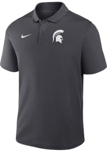 Mens Michigan State Spartans Grey Nike Victory Wordmark Short Sleeve Polo Shirt
