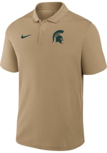 Mens Michigan State Spartans Beige Nike Victory Primary Logo Short Sleeve Polo Shirt