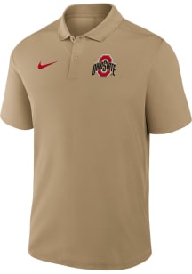Mens Ohio State Buckeyes Beige Nike Victory Primary Logo Short Sleeve Polo Shirt