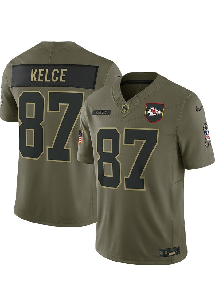 Travis Kelce Kansas City Chiefs Mens OLIVE Salute to Service