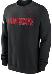 Mens Ohio State Buckeyes Black Nike Club Fleece Crew Sweatshirt