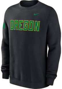 Mens Oregon Ducks Black Nike Club Fleece Crew Sweatshirt
