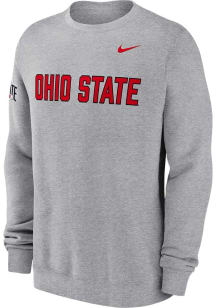 Mens Ohio State Buckeyes Grey Nike Club Fleece Crew Sweatshirt