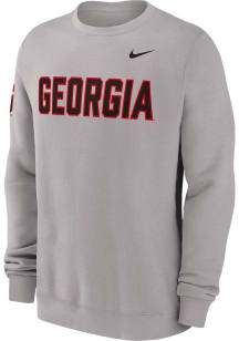 Nike Georgia Bulldogs Mens Grey Club Fleece Long Sleeve Crew Sweatshirt