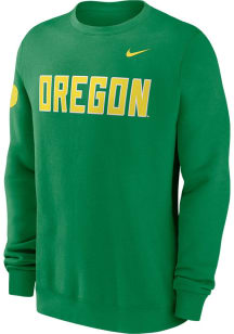 Mens Oregon Ducks Green Nike Club Fleece Crew Sweatshirt
