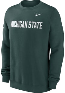 Mens Michigan State Spartans Green Nike Club Fleece Crew Sweatshirt