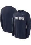 Nike Penn State Nittany Lions Mens Navy Blue Club Fleece Long Sleeve Crew Sweatshirt