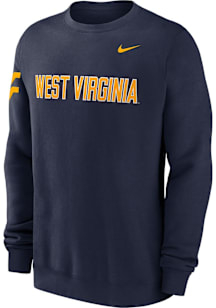 Nike West Virginia Mountaineers Mens Navy Blue Club Fleece Long Sleeve Crew Sweatshirt