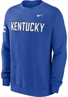 Nike Kentucky Wildcats Mens Blue Club Fleece Long Sleeve Crew Sweatshirt