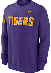 Nike LSU Tigers Mens Purple Club Fleece Long Sleeve Crew Sweatshirt