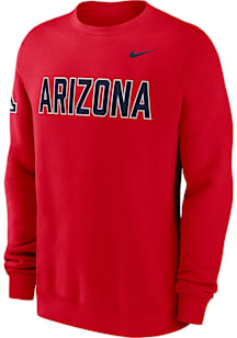 Nike Arizona Wildcats Mens Red Club Fleece Long Sleeve Crew Sweatshirt