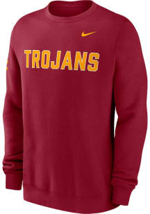 Mens USC Trojans Cardinal Nike Club Fleece Crew Sweatshirt