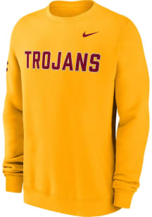 Mens USC Trojans Gold Nike Club Fleece Crew Sweatshirt
