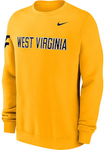 Nike West Virginia Mountaineers Mens Gold Club Fleece Long Sleeve Crew Sweatshirt