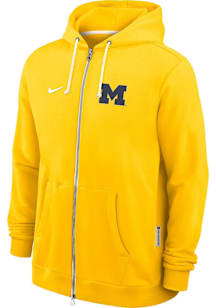 Nike Michigan Wolverines Mens Yellow Dri-Fit Long Sleeve Zip