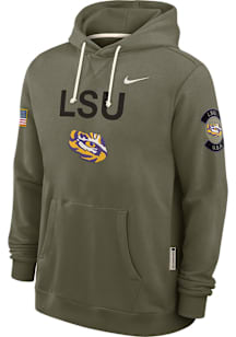 Nike LSU Tigers Mens Olive Military Appreciation Dri-FIT Long Sleeve Hoodie