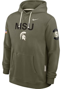 Mens Michigan State Spartans Olive Nike Military Appreciation Dri-FIT Hooded Sweatshirt