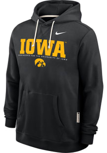 Mens Iowa Hawkeyes Black Nike Dri-Fit Hooded Sweatshirt