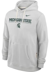 Mens Michigan State Spartans Ash Nike Dri-Fit Hooded Sweatshirt