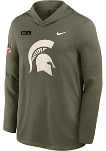 Mens Michigan State Spartans Olive Nike Military Appreciation Dri-FIT Long Sleeve Hoodie