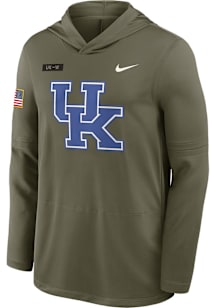 Nike Kentucky Wildcats Mens Olive Military Appreciation Dri-FIT Long Sleeve Lightweight Hoodie