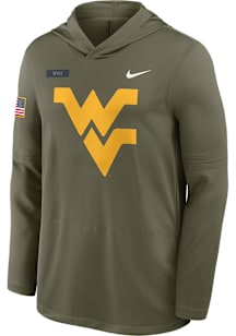 Nike West Virginia Mountaineers Mens Olive Military Appreciation Dri-FIT Long Sleeve Lightweight H..