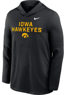 Mens Iowa Hawkeyes Black Nike Dri-Fit Long Sleeve Hoodie