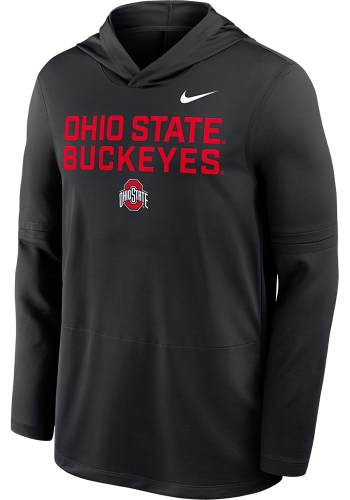 Nike Ohio State Buckeyes Mens BLACK Dri-Fit Lightweight Hoodie
